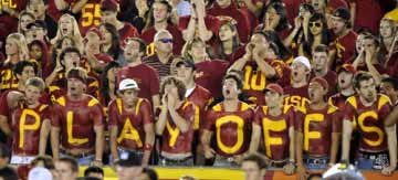 USC fans show their support for a playoff system.