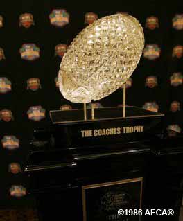 The National Championship trophy awarded to the winning coach is made from Waterford Crystal and is valued at $30,000.